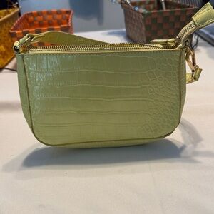 Olivia miller yellow Croc-Embossed Mini Shoulder Bag